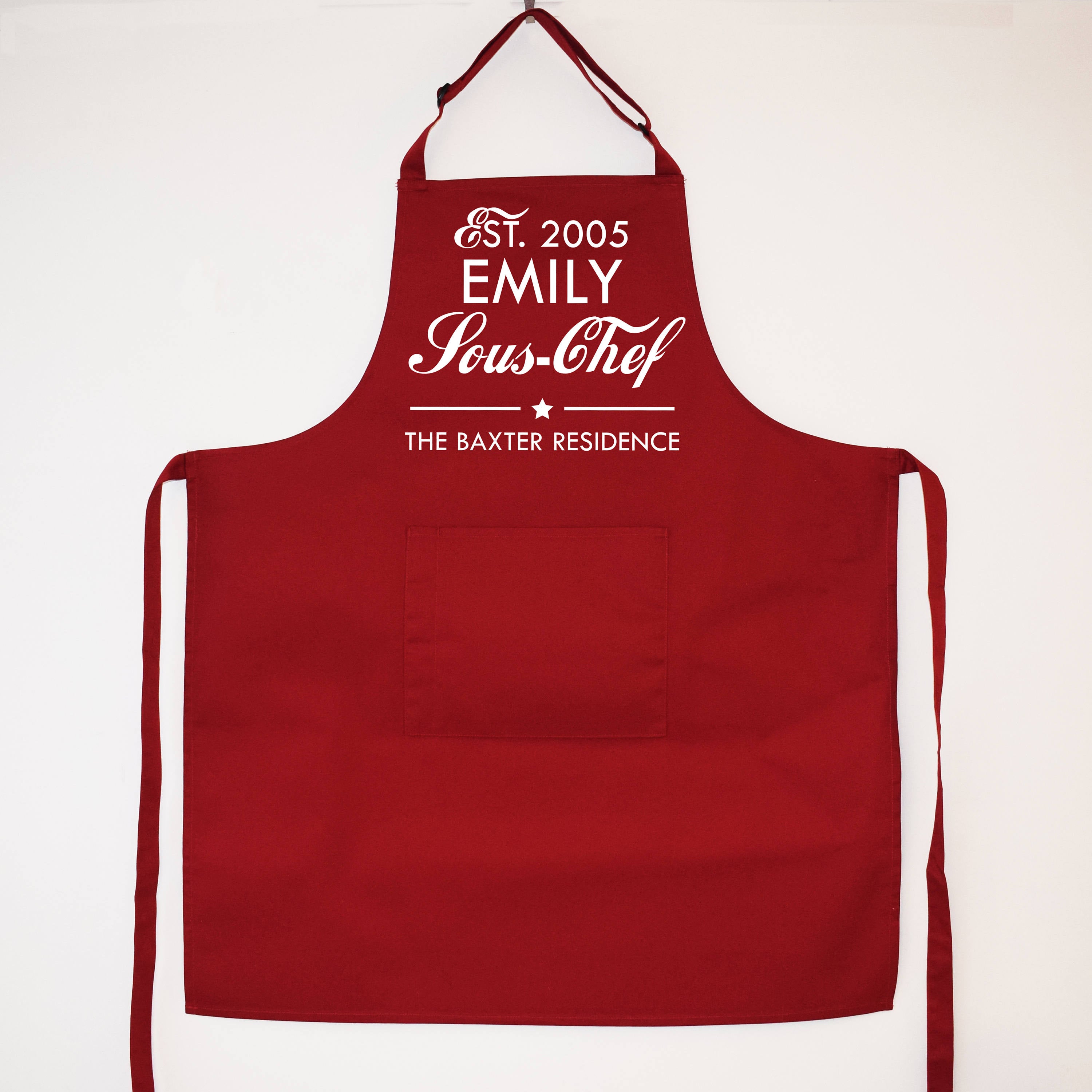 Chic culinary companion! Personalized Head Chef Apron on Etsy. Elevate your kitchen style with custom print. A tasteful blend of comfort and sophistication. Cook with flair, it&#39;s your time to shine!