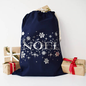 Silver And Navy Noel Christmas Sack