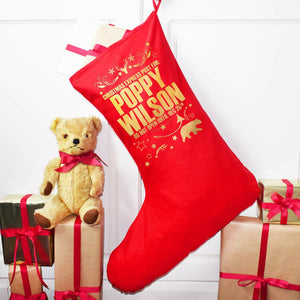 Personalised Bear Print Big Christmas Stocking