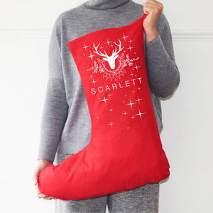 Personalised Stags Head Big Red Stocking
