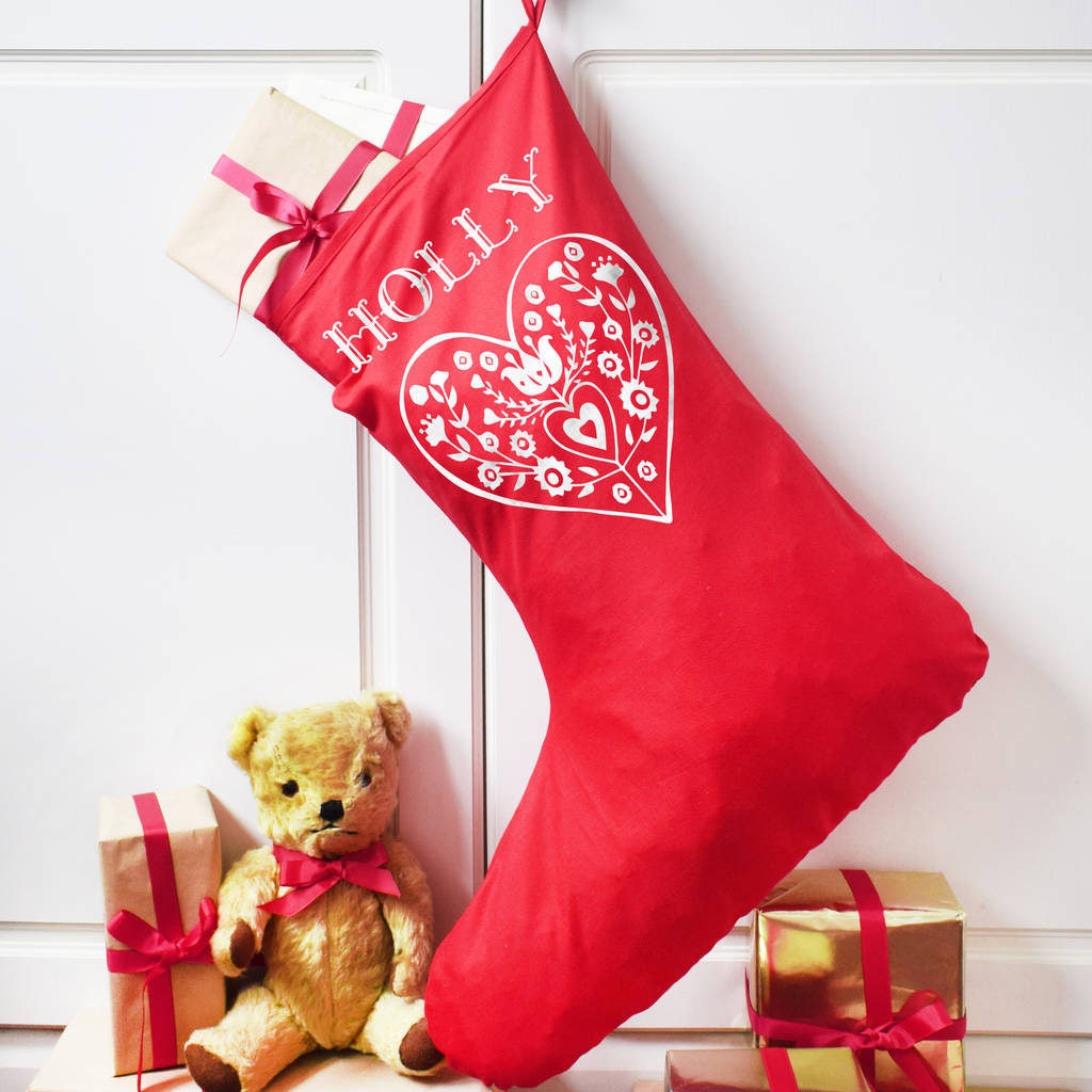 Personalised Nordic Heart Big Christmas Stocking - Christmas Stocking - Christmas Present - Personalized Christmas Stocking