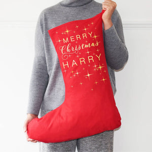Personalised Merry Christmas Big Red Stocking- Christmas Stocking - Christmas Present - Personalized Christmas Stocking