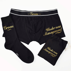 Under New Management Groom's Boxers and Socks Gift Set