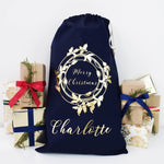 Personalised Holly Wreath Christmas Sack