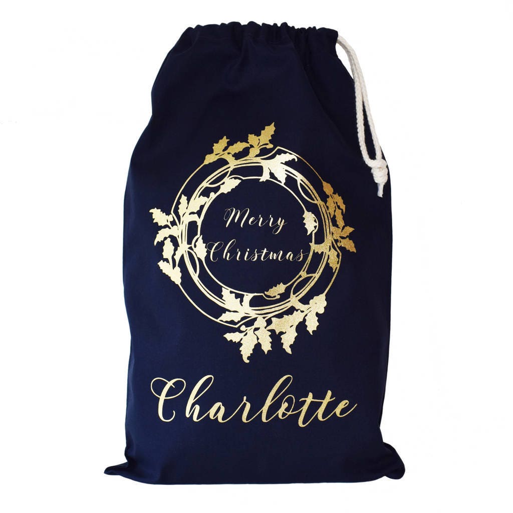 Personalised Holly Wreath Christmas Sack