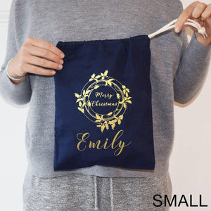 Personalised Holly Wreath RED Christmas Sack - Gift Sack - Christmas Stocking - Christmas Present - Personalized Christmas Sack - Santa Sack