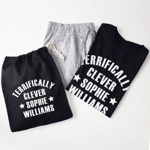 Personalised Terrifically Clever Loungewear Pyjama Set, PJ Set