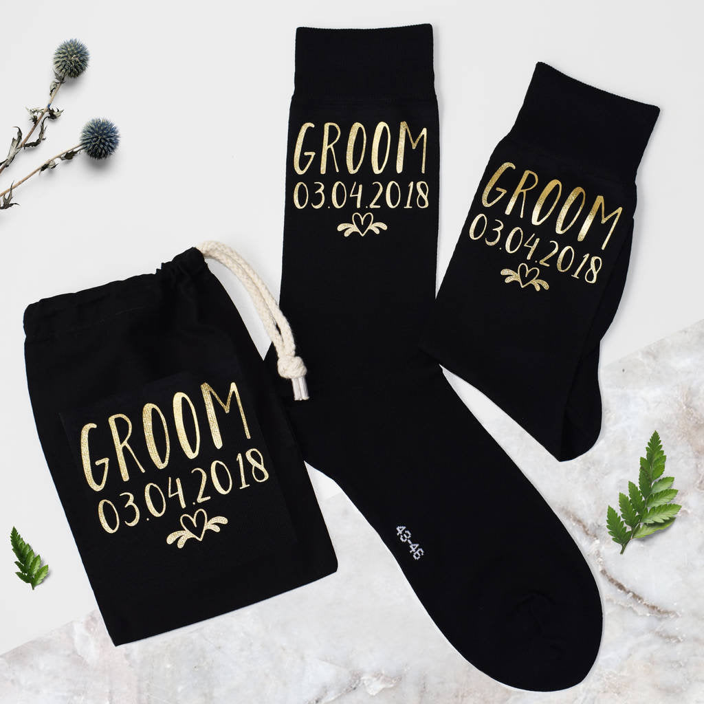 Groomsmen And Date Wedding Socks
