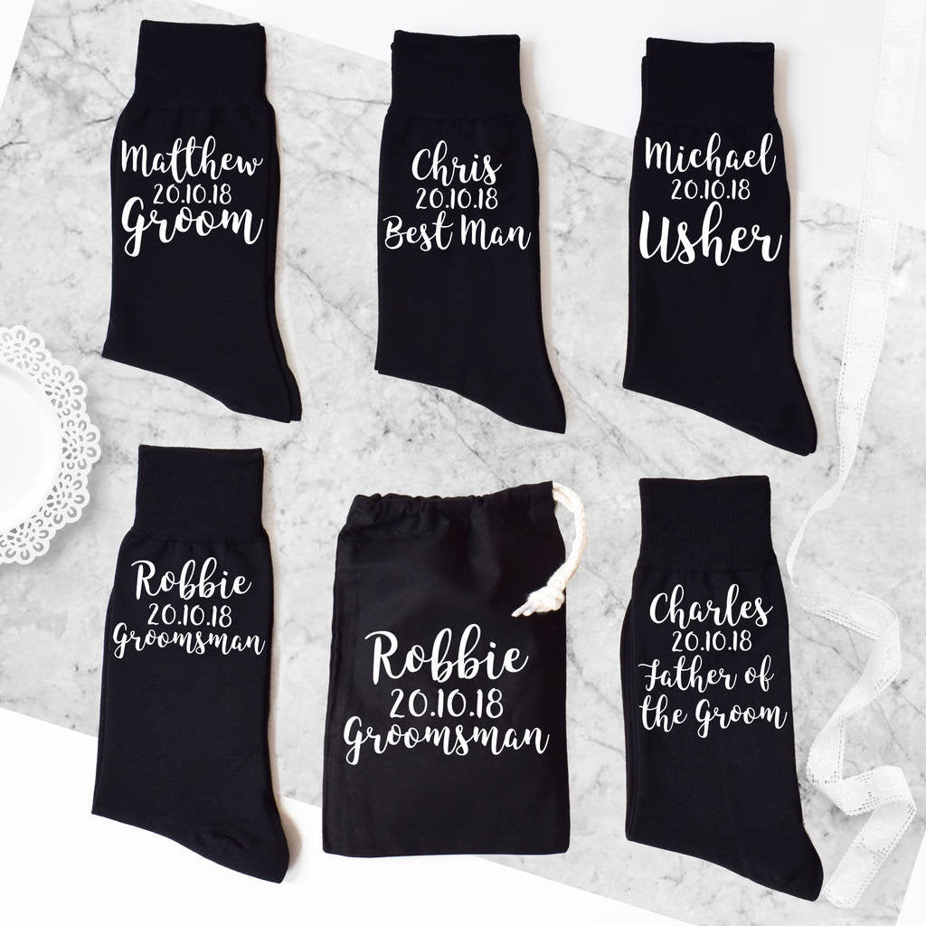 Personalised Name And Date Groomsman Socks