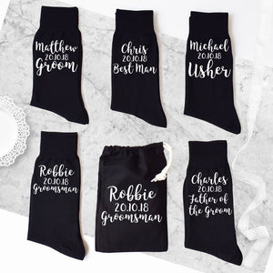 Personalised Name And Date Groomsman Socks