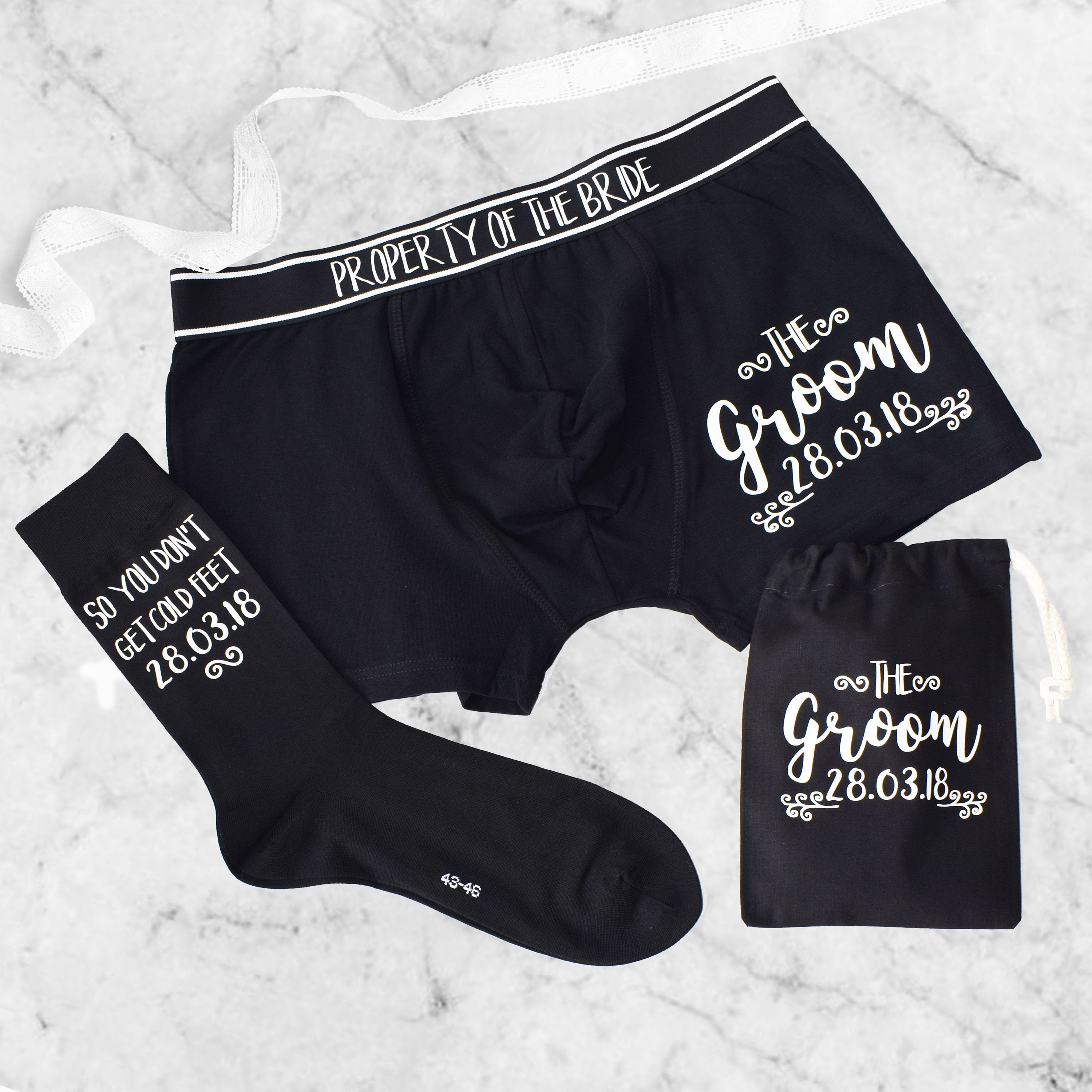 So You Don't Get Cold Feet,Property of the bride, Personalised Grooms Boxers Underwear Set