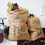 Personalised Dinosaur Christmas Jute Sack