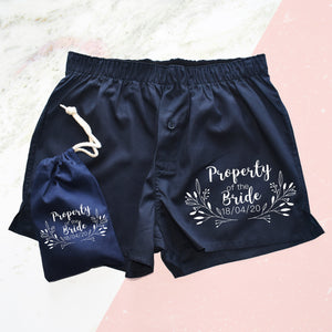 Property Of The Bride, Floral Grooms Boxer Shorts
