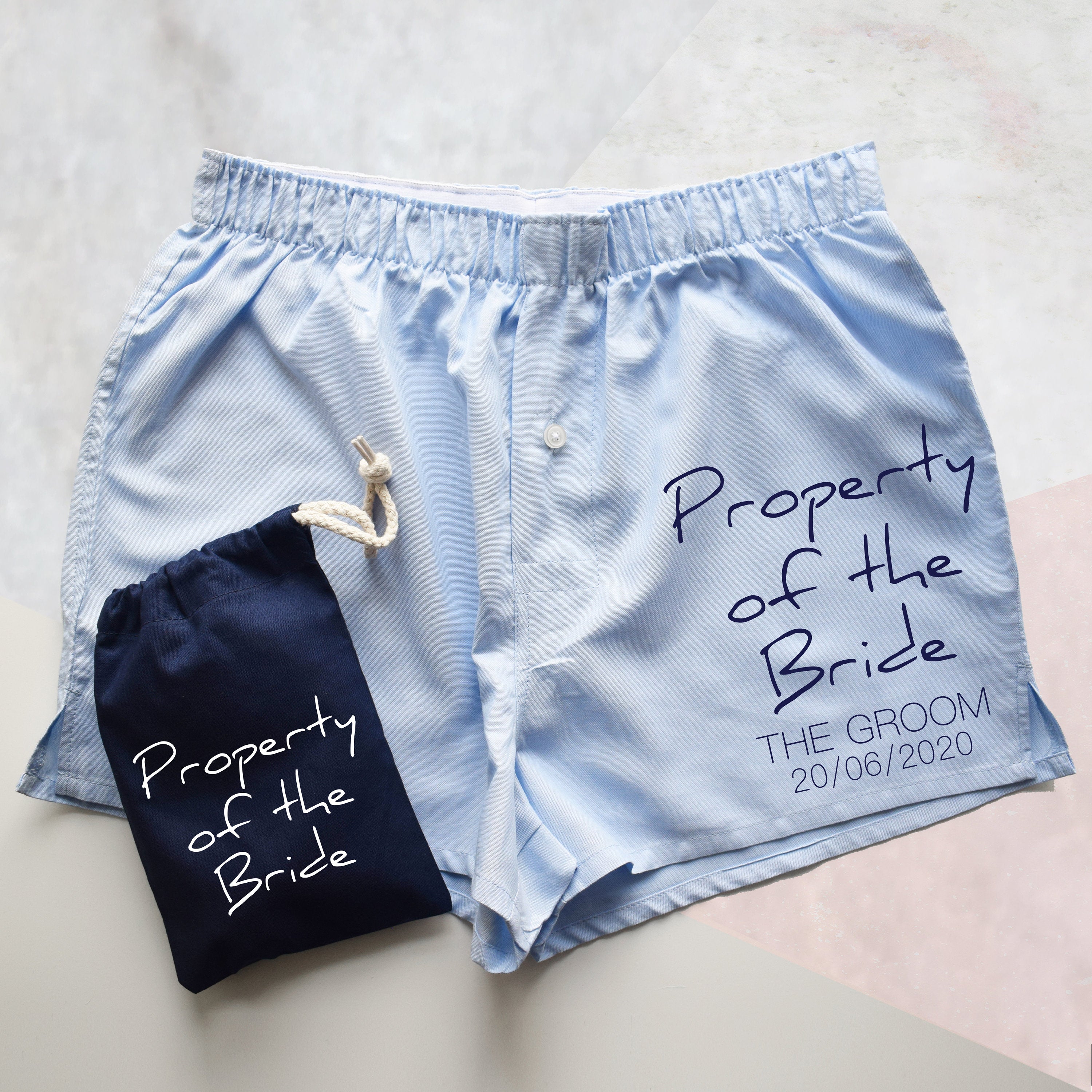 Property Of The Bride, Date, Groom's Boxer Shorts