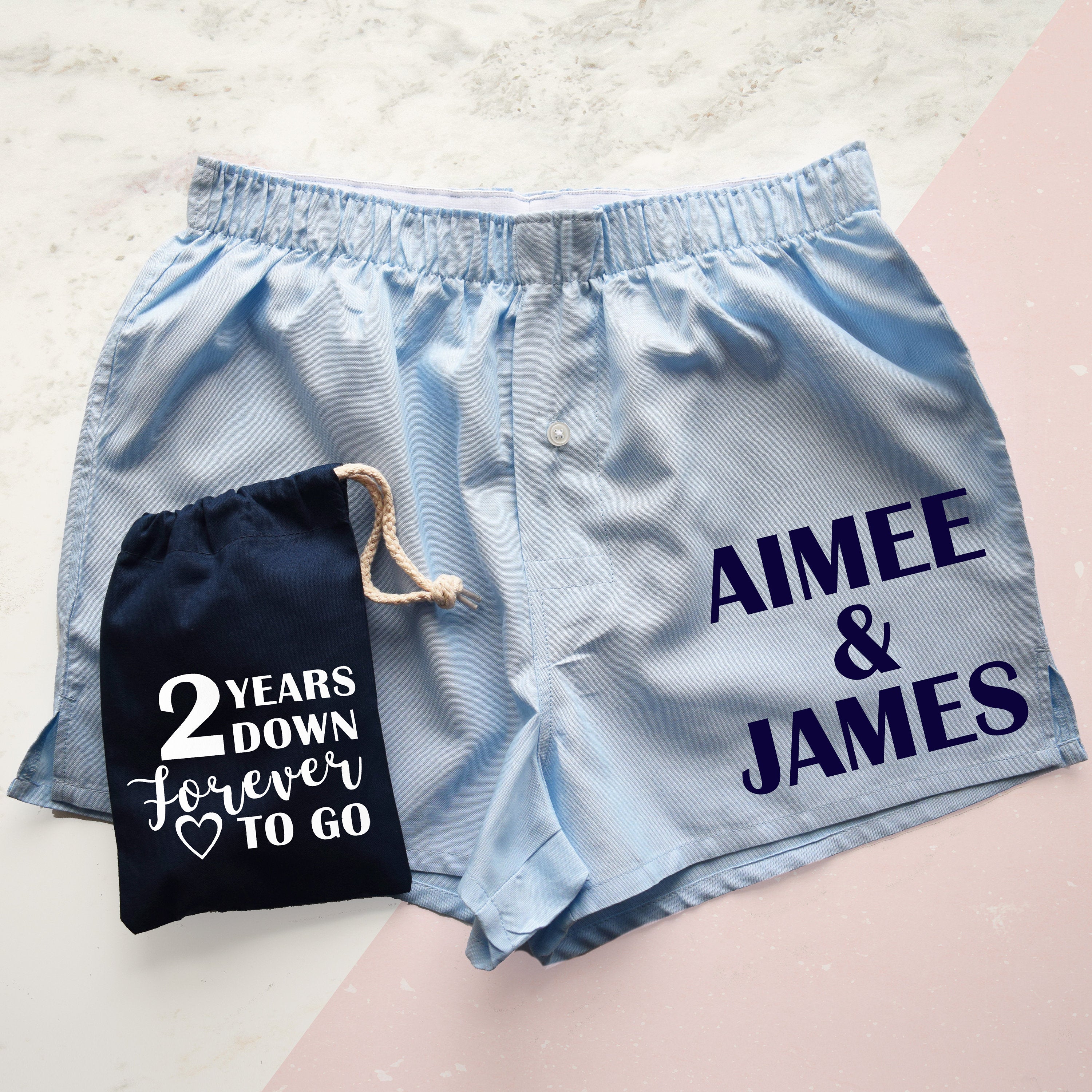 Personalised Cotton Wedding Anniversary Mens Boxer Shorts