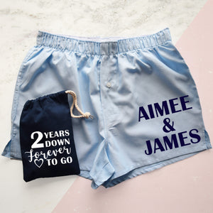 Personalised Cotton Wedding Anniversary Mens Boxer Shorts