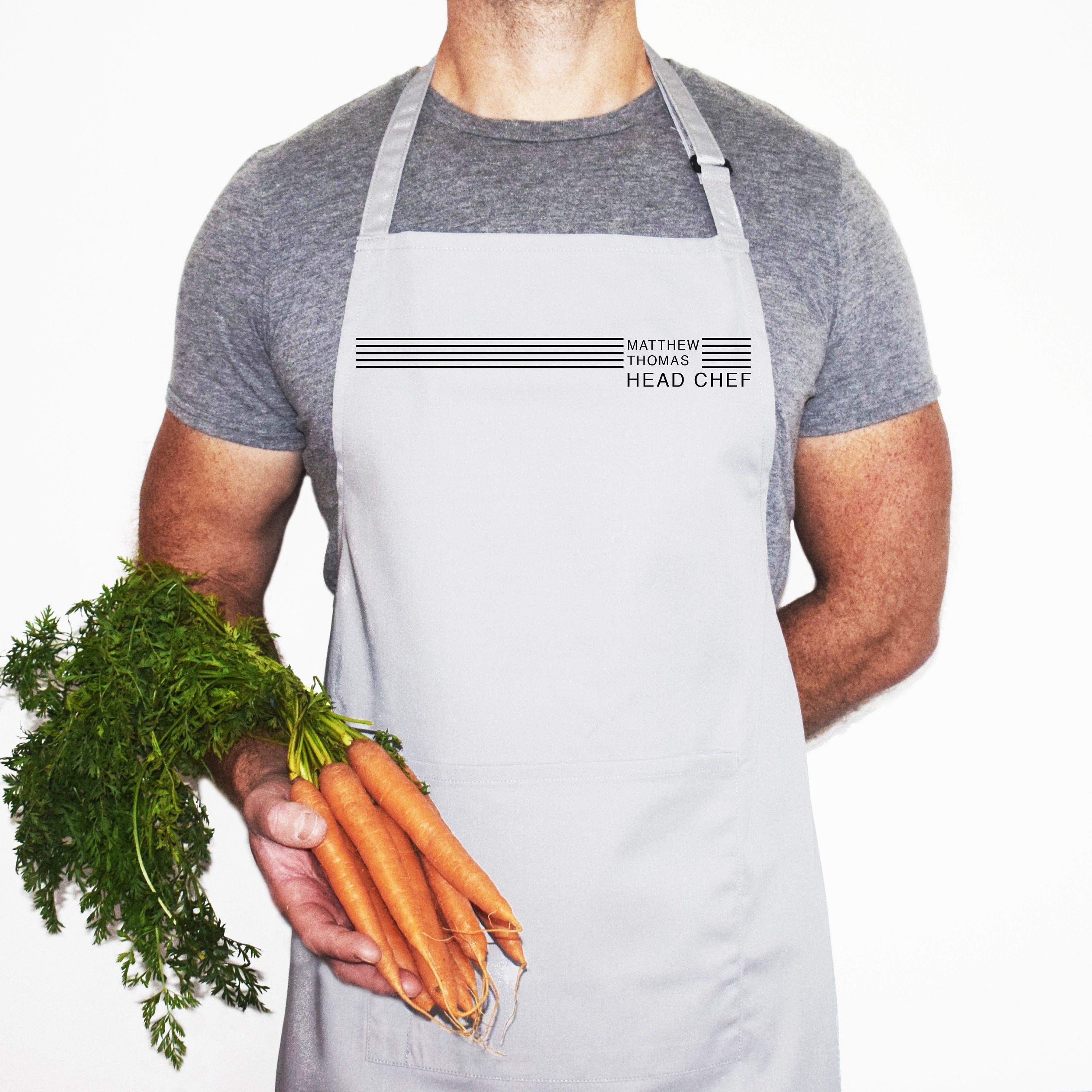 Stripe Minimalist Personalised Head Chef Apron