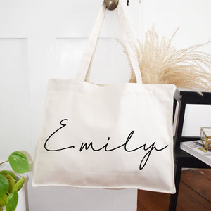 Personalised handwritten Name Beach Bag, Oversize Shopping market shoulder tote, recycled Cotton, Holiday & Travel, Storage, birthday gift
