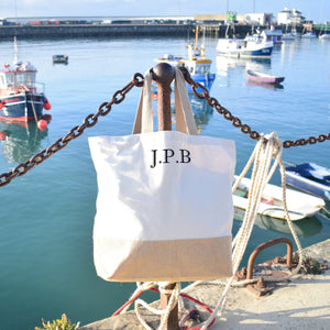 Personalised Initials Jute base Canvas Oversized Tote Holiday Beach Shopping Bag, Market shoulder Travelling  Bag, Monogram