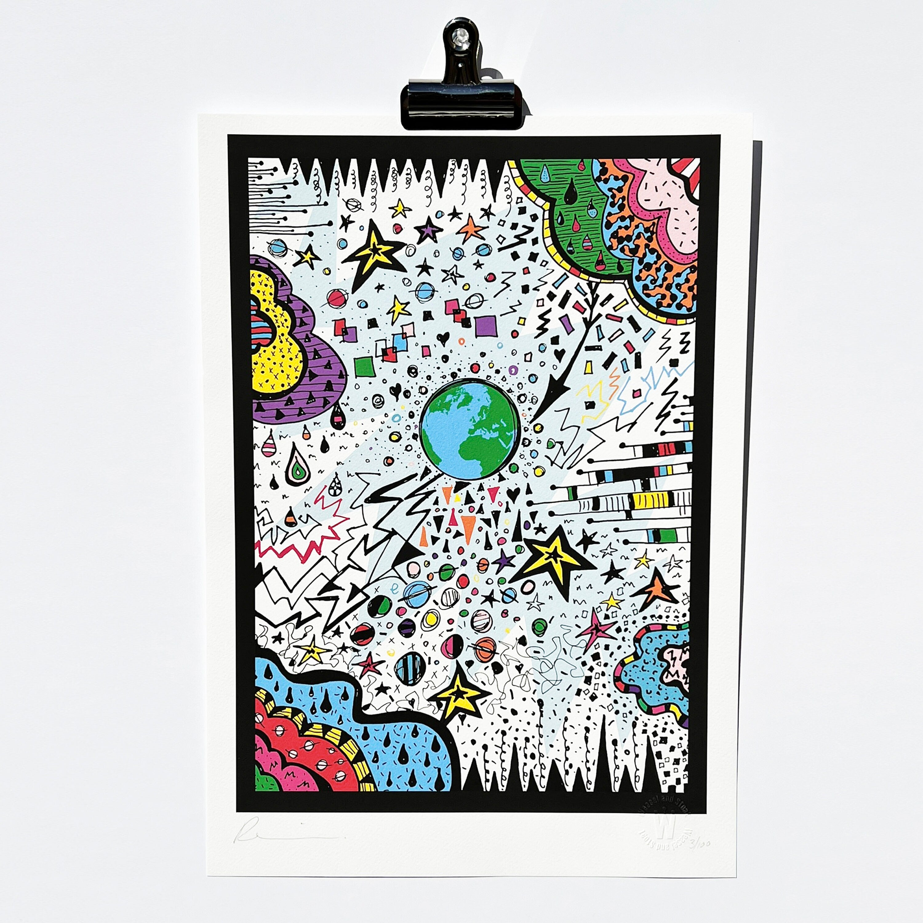 PLANT EARTH - A3 print, A4 Print, Limited Edition Art Print, Signed Doodle, Pen Illustration, Fine Art Digital Archival Print, Big Bang