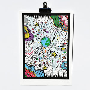 PLANT EARTH - A3 print, A4 Print, Limited Edition Art Print, Signed Doodle, Pen Illustration, Fine Art Digital Archival Print, Big Bang