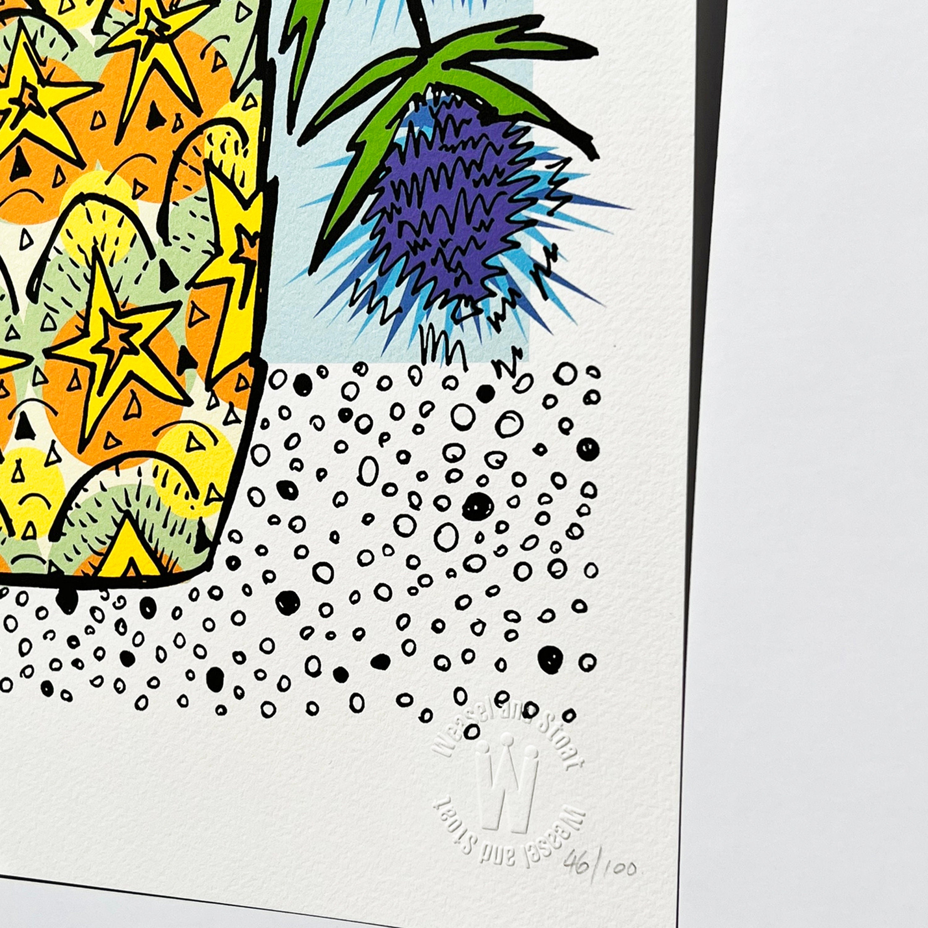 FLOWERS IN A PINEAPPLE - A3 print, A4 Print, Limited Edition Art Print, Signed Doodle, Pen Illustration, Fine Art Archival Print, pineapple