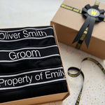 Personalised Groom's Men's Black Boxer Shorts set 3 pack, Trunks, Boxer briefs, underwear, gift box, Wedding gift, Property of the Bride