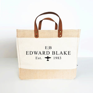 Monogram, Name And Hobbies Motif Luxury Tote Bag, Personalised Market Bag, Canvas Shopping Bag, Gift for Christmas, Unisex Student Book Bag