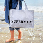 Supermum Personalised Oversized Shopping And Beach Bag - Holiday & Travel bag - Tote Bag- Mum birthday - Foldable Bag - Mother's Day Gift
