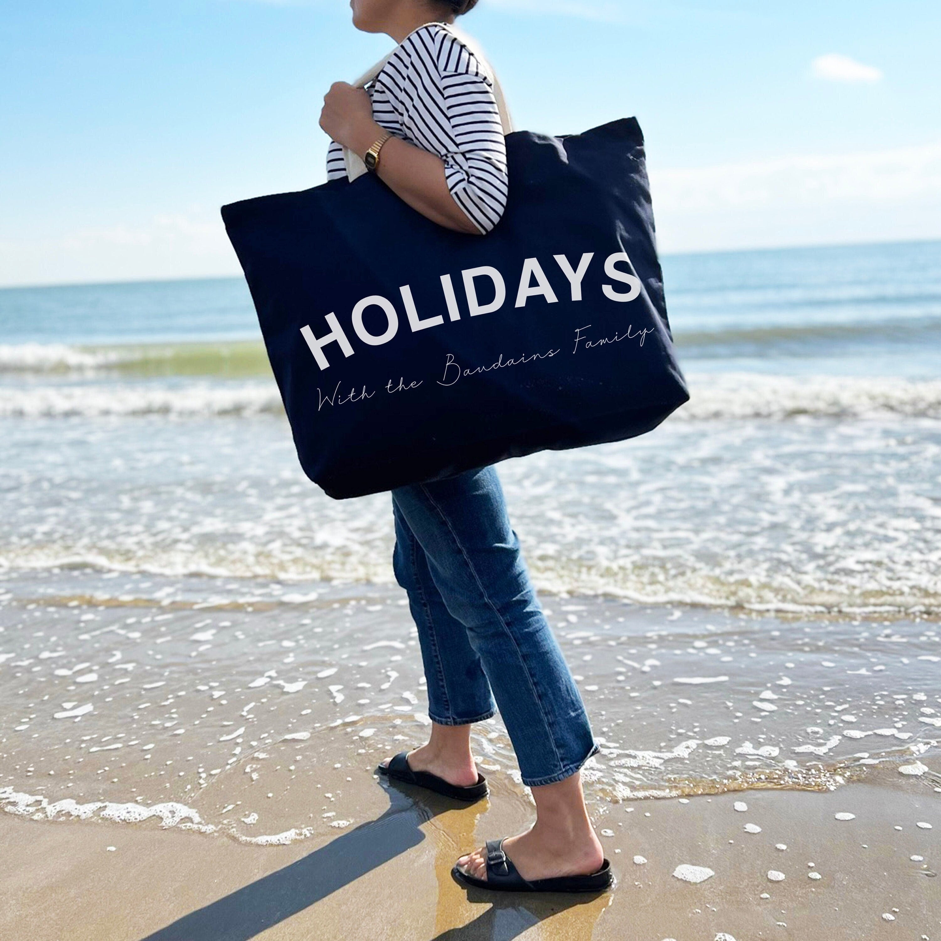 Personalised Holidays, Giant Shopping Beach Bag - Oversized Bag - Shopping - Big Tote- Family Shoulder Bag - Travel holiday - Unisex Gift