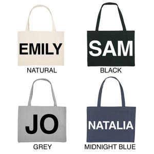 Personalised Bold Name Oversized Beach And Shopping Bag - Holiday & Travel bag - Tote Bag- birthday gift - Foldable Bag - Weekend Holdall