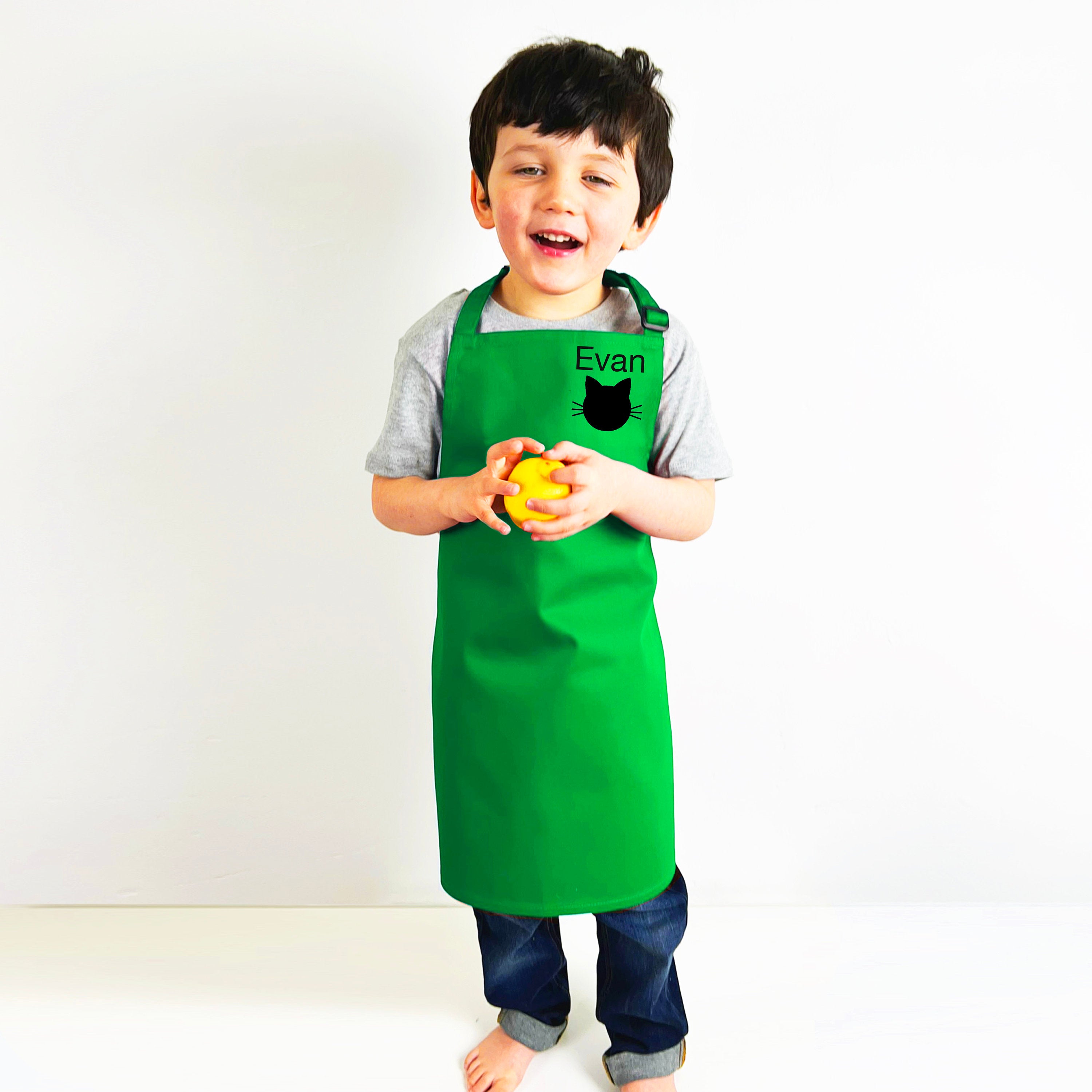 Personalised Name, Small Graphic Print Children's Apron - Kids baking gift - Craft Apron - boys - girls gift - gardening Apron - Messy play