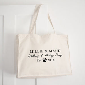 Personalised Walkies And Muddy Paws Dog Walking Bag