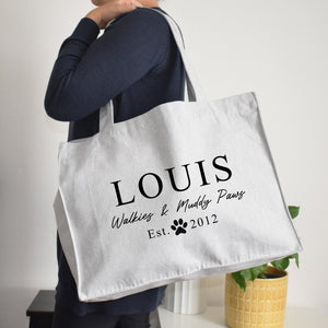 Personalised Walkies And Muddy Paws Dog Walking Bag