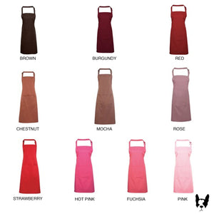 Pink and red-toned Weasel and Stoat aprons in various shades for a stylish and functional kitchen accessory.